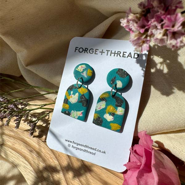GREEN TERRAZZO ARCH EARRINGS