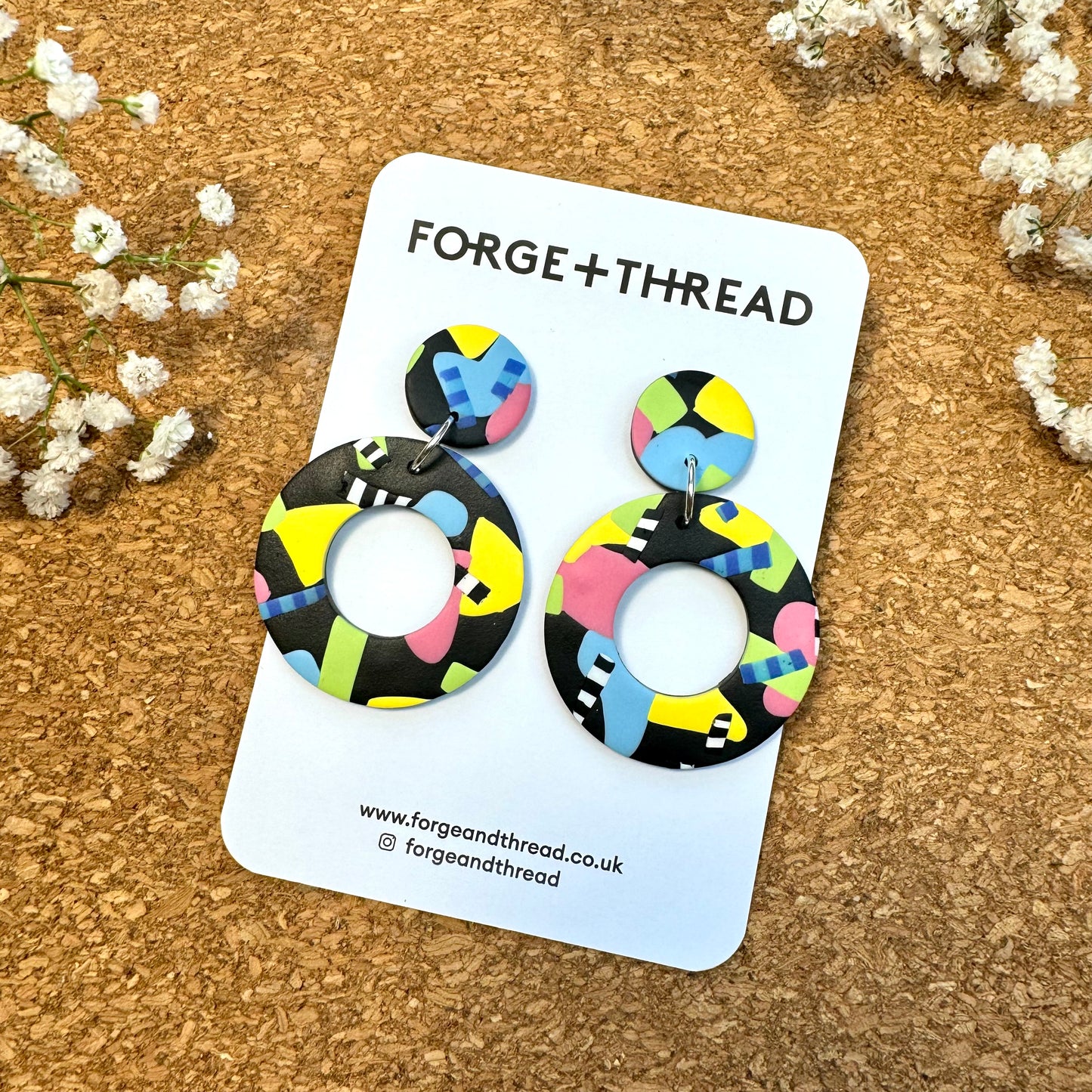 ABSTRACT POP ART DOUGHNUT EARRINGS