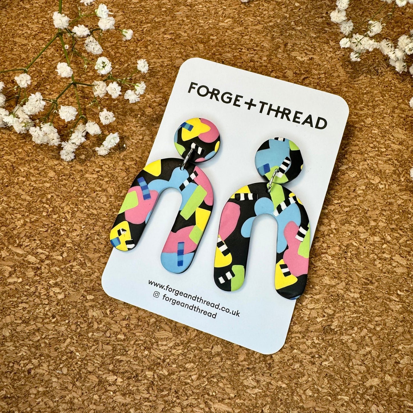 ABSTRACT POP ART LARCH ARCH EARRINGS