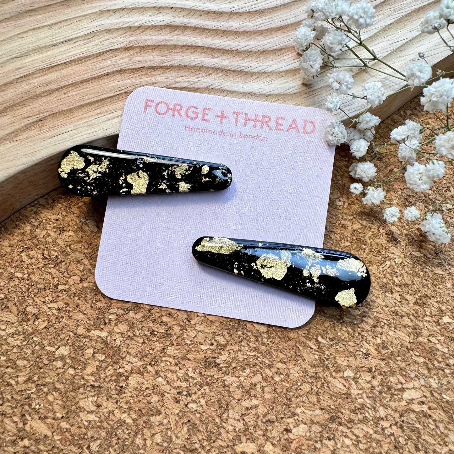 BLACK & GOLD HAIR SLIDES
