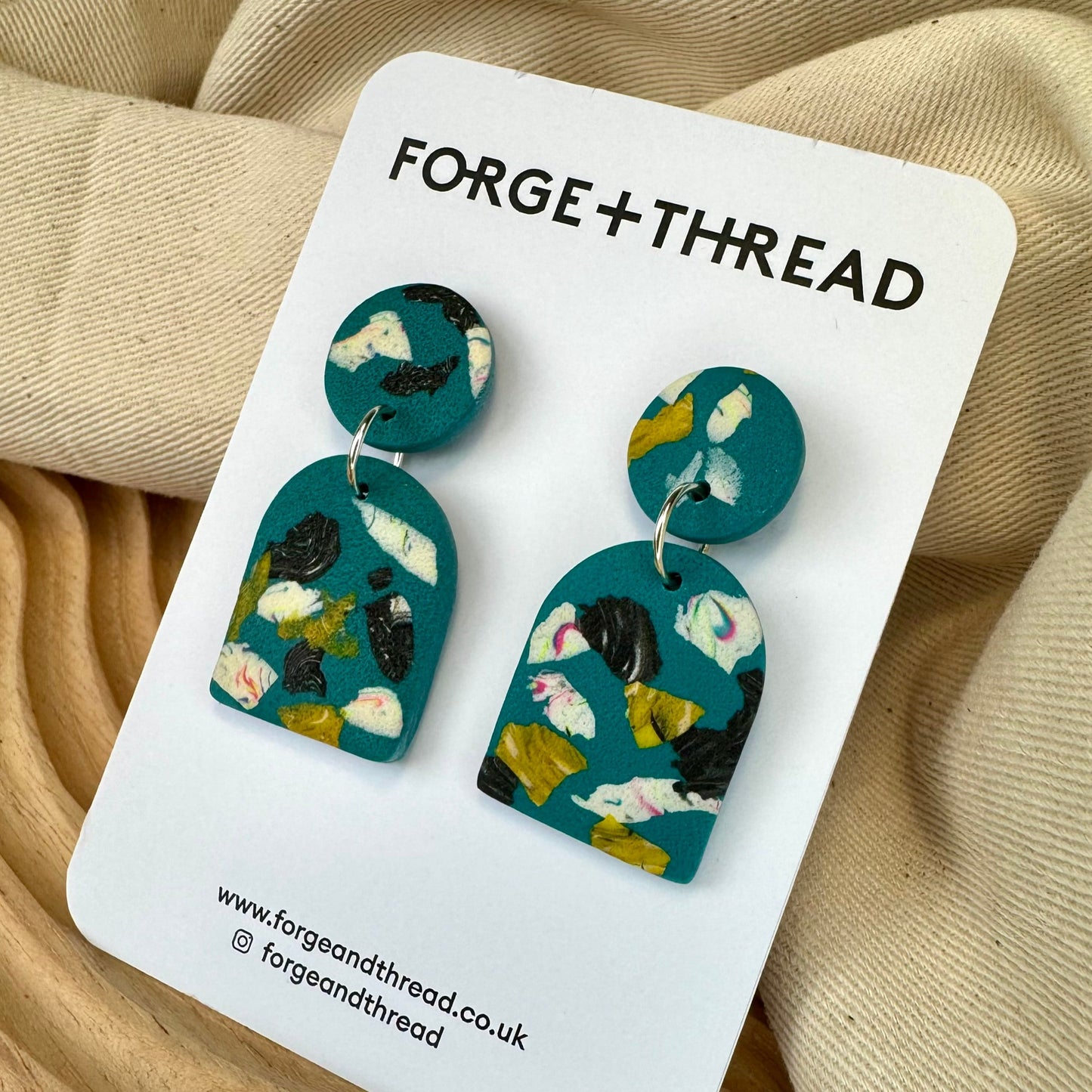 GREEN TERRAZZO ARCH EARRINGS