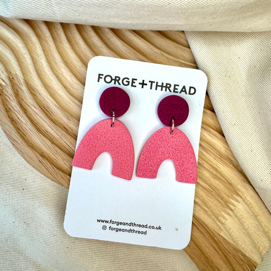 PINK TEXTURED ARC EARRINGS