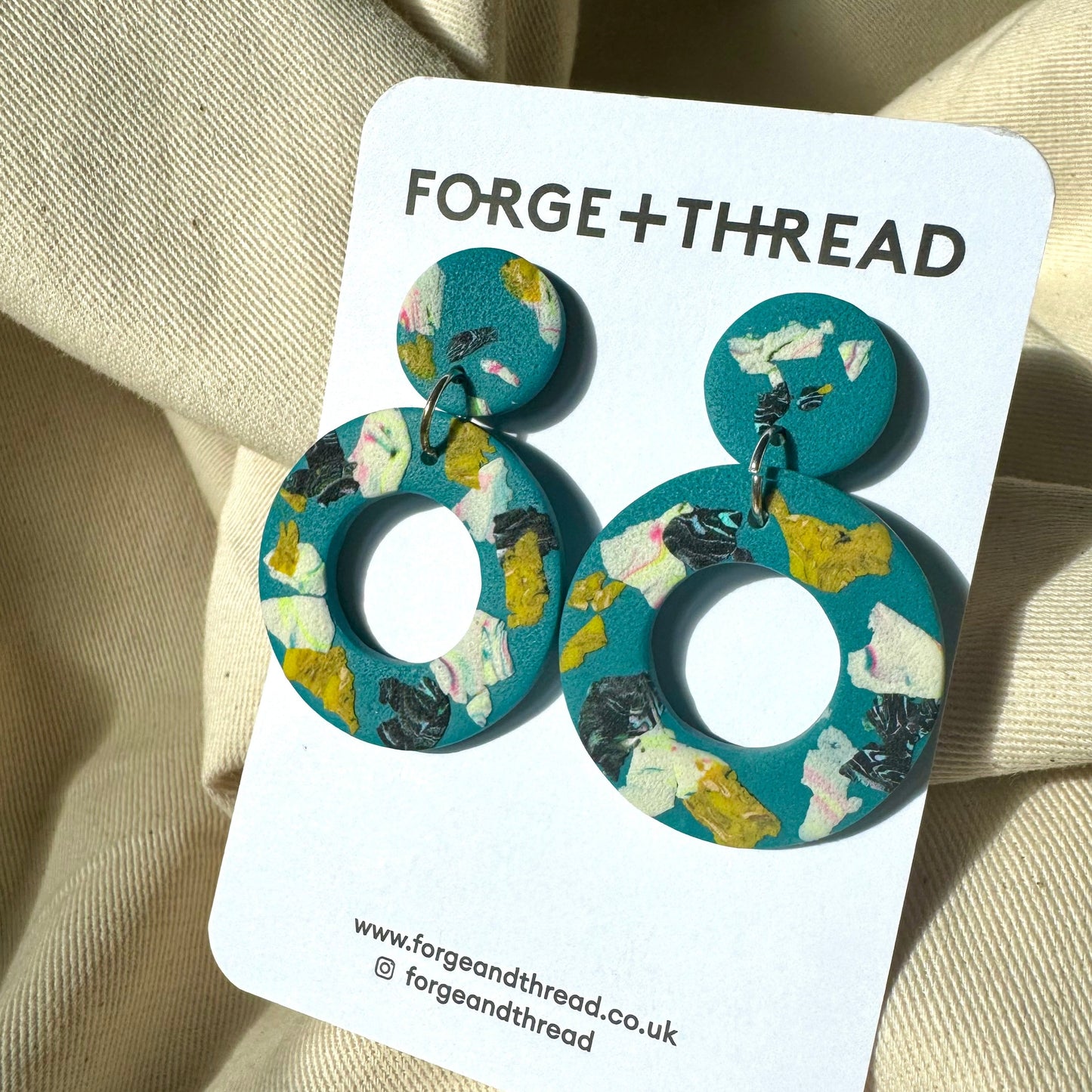 GREEN TERRAZZO CIRCLE EARRINGS