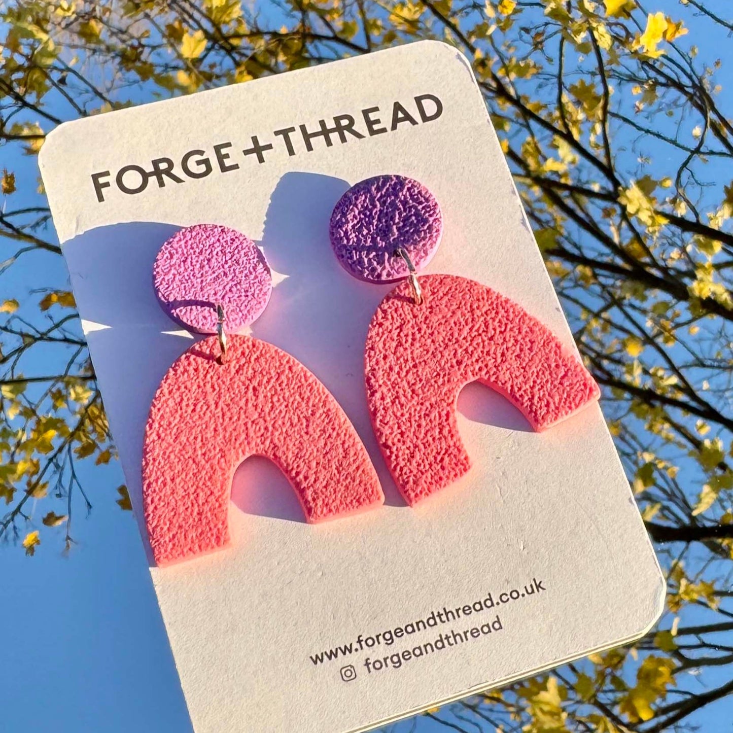 PINK & LILAC TEXTURED ARC EARRINGS