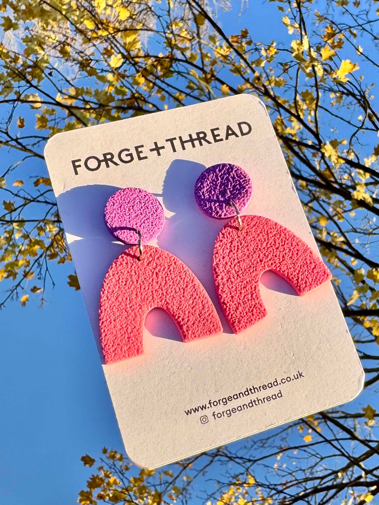 PINK & LILAC TEXTURED ARC EARRINGS