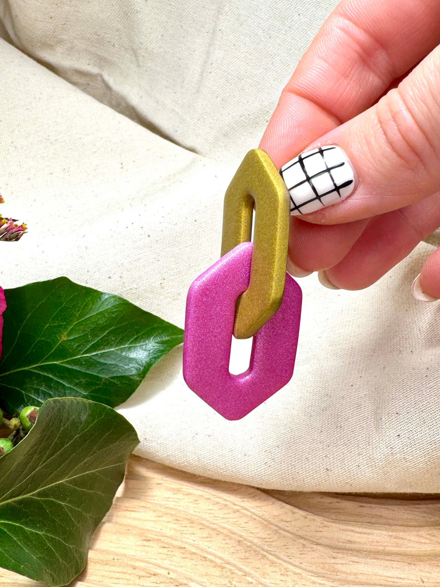 PINK & GOLD INTERLINKING EARRINGS
