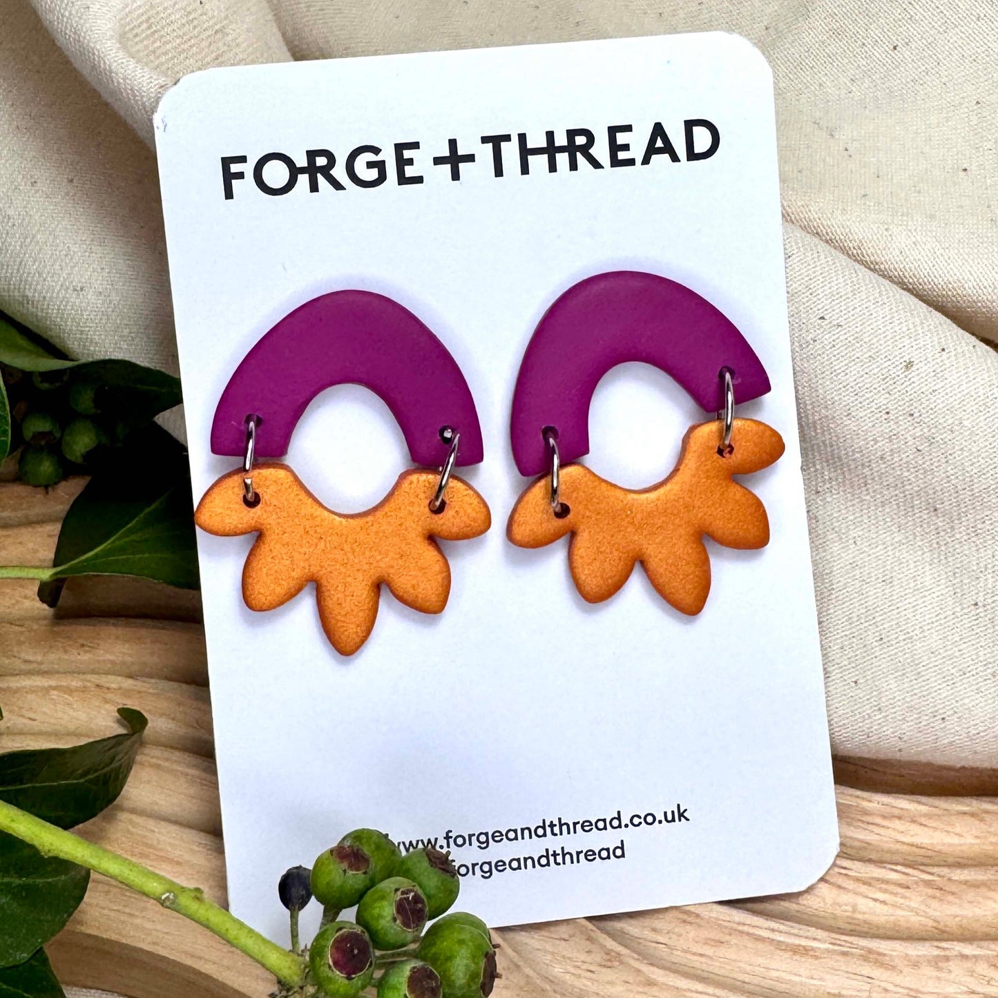 MAISY EARRING - PURPLE & BRONZE