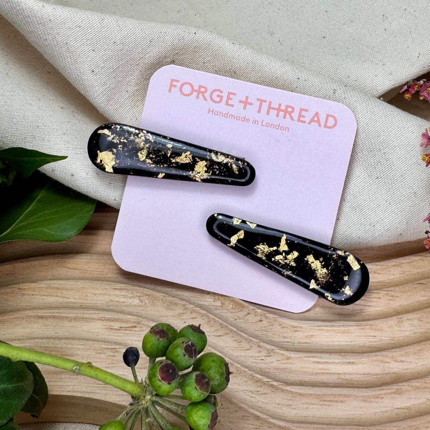 BLACK & GOLD HAIR SLIDES