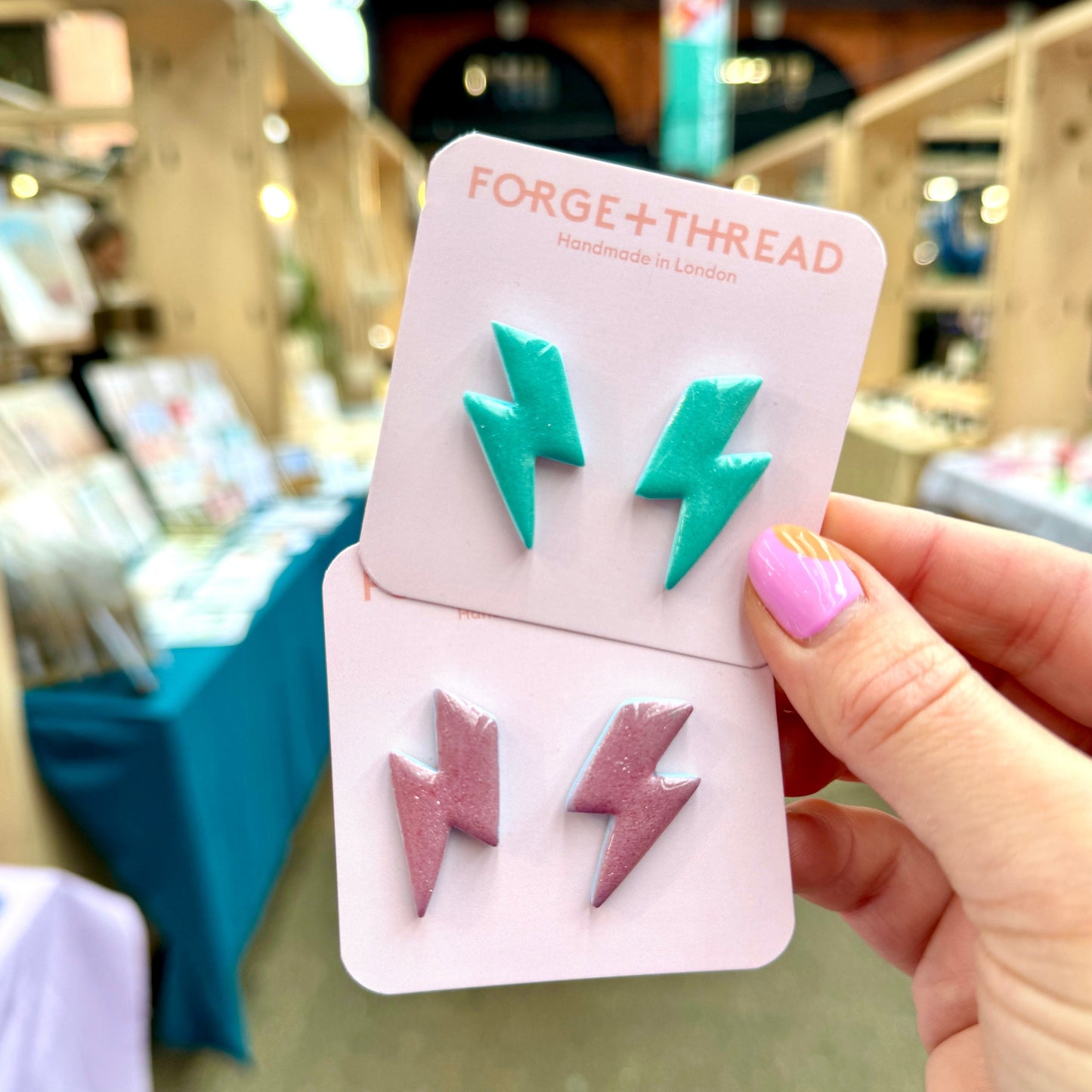 TEAL GREEN METALLIC LIGHTNING STUDS