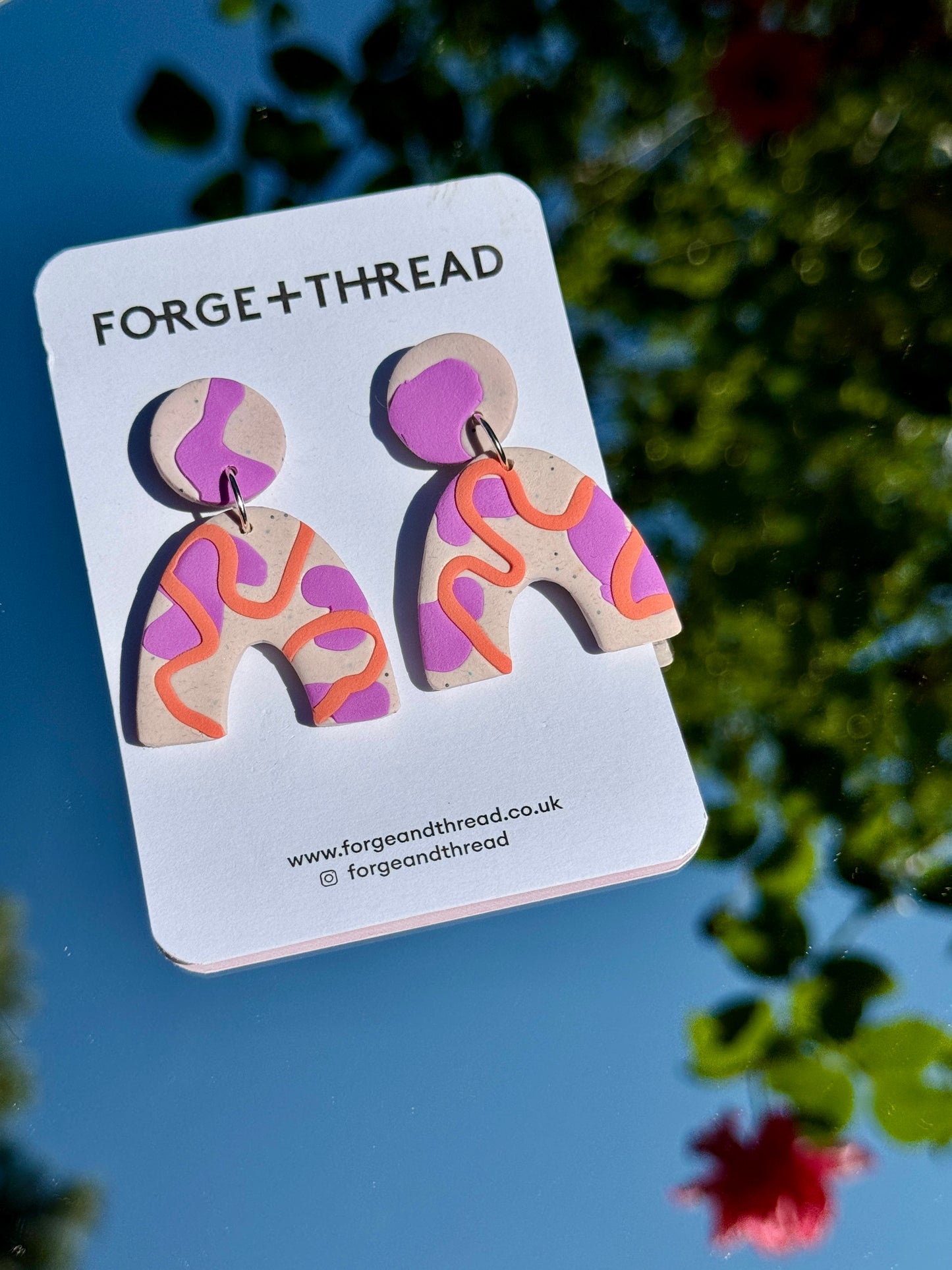 LILAC & PEACH WIGGLE ARC EARRINGS