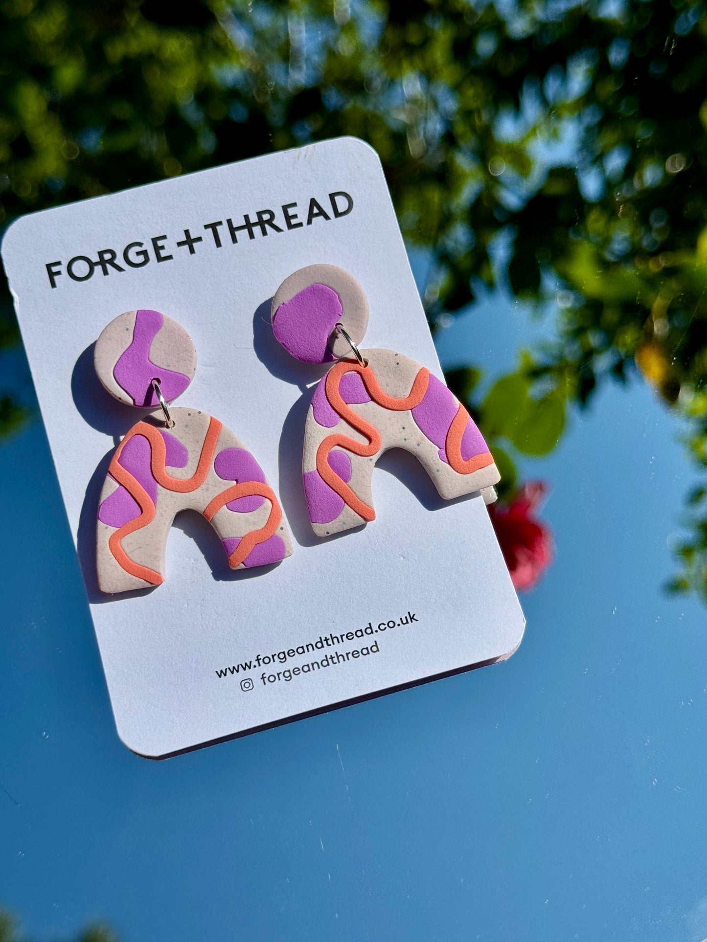 LILAC & PEACH WIGGLE ARC EARRINGS