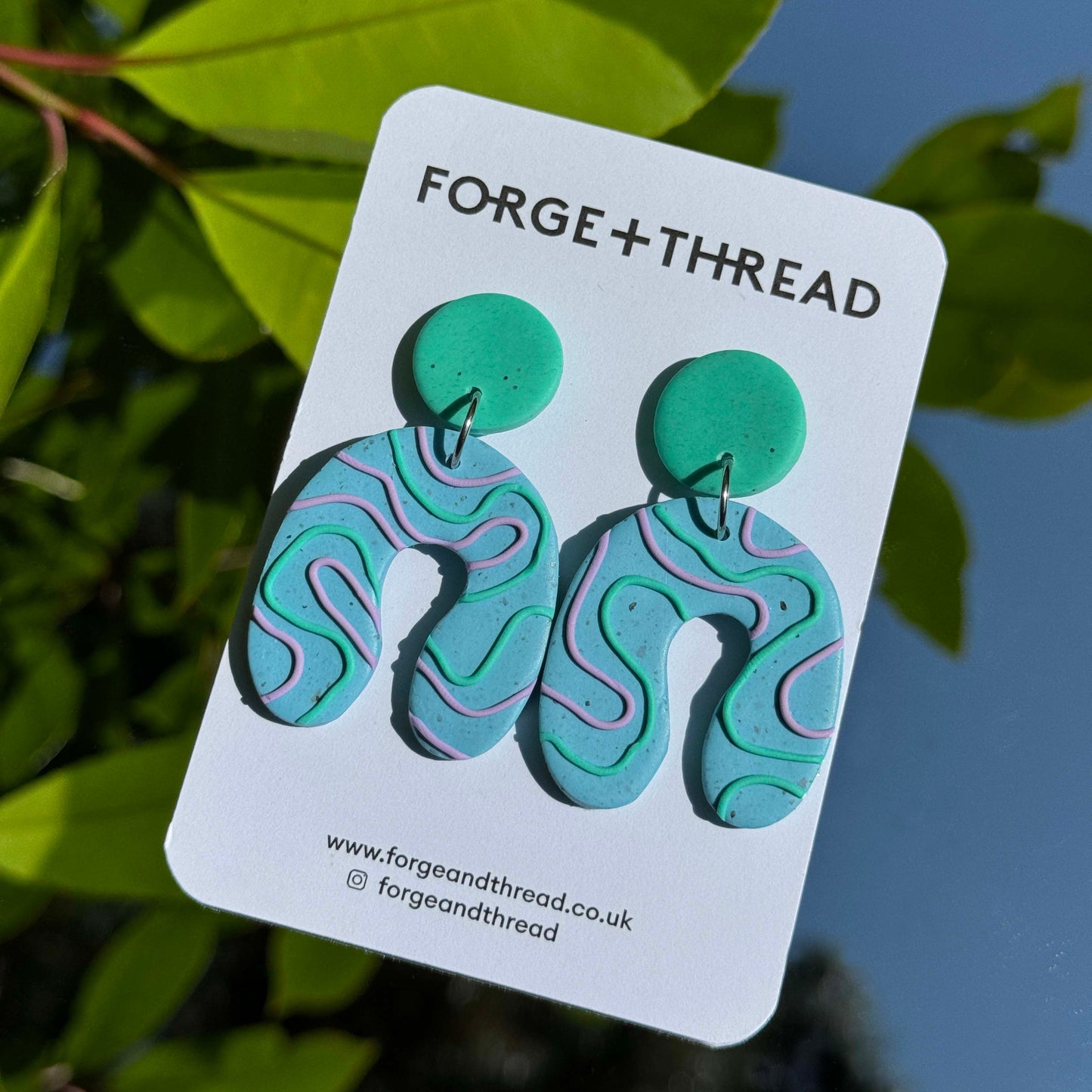 TURQUOISE WIGGLE WONKY ARCH EARRINGS