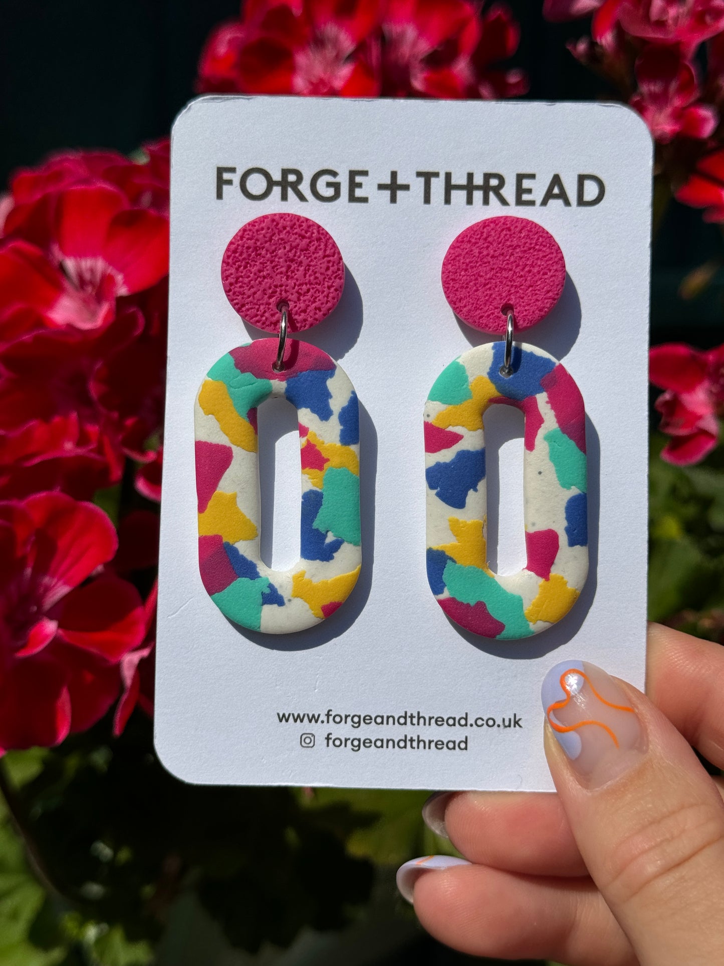 WHITE TERRAZZO OVAL EARRINGS