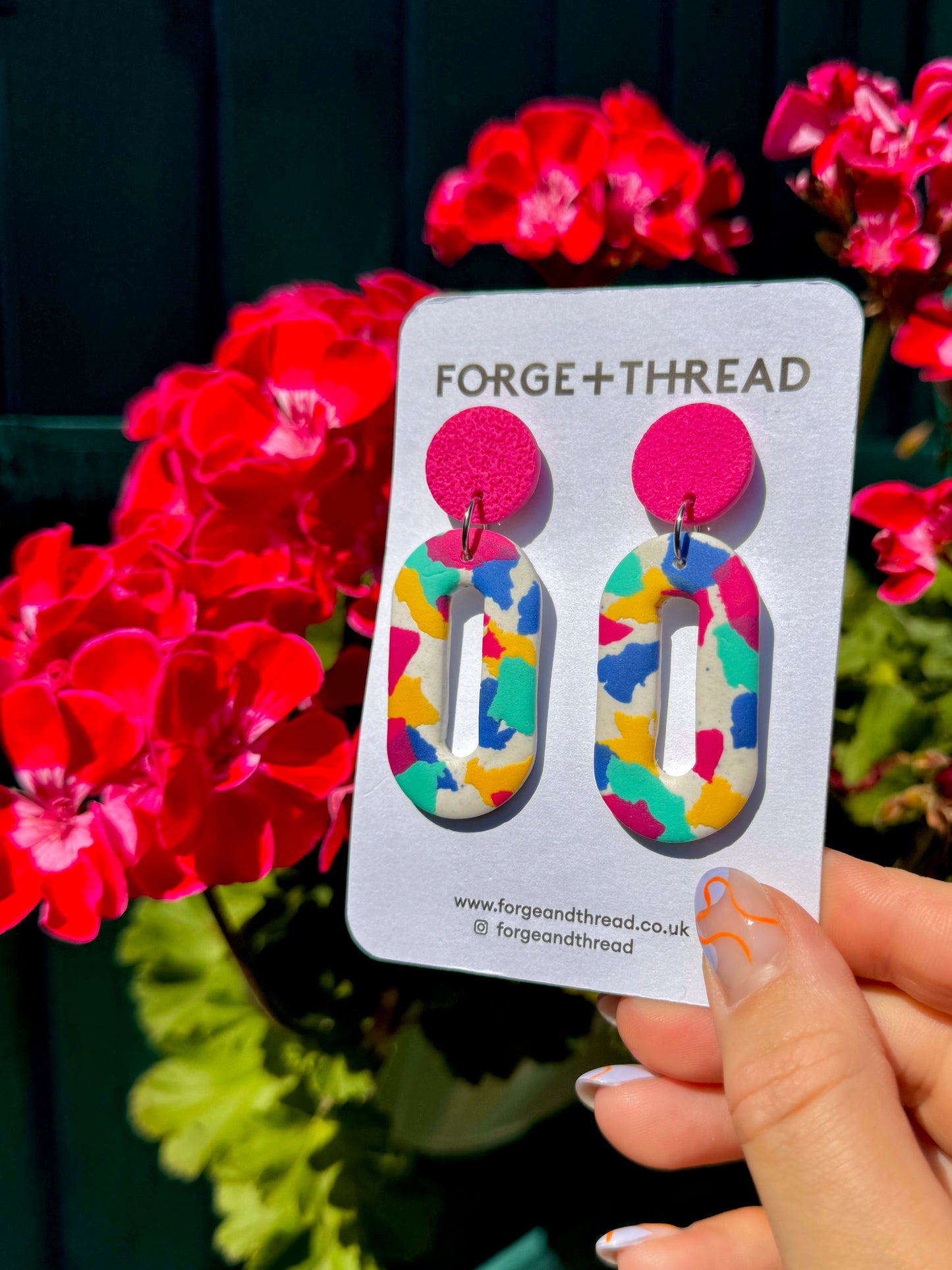 WHITE TERRAZZO OVAL EARRINGS