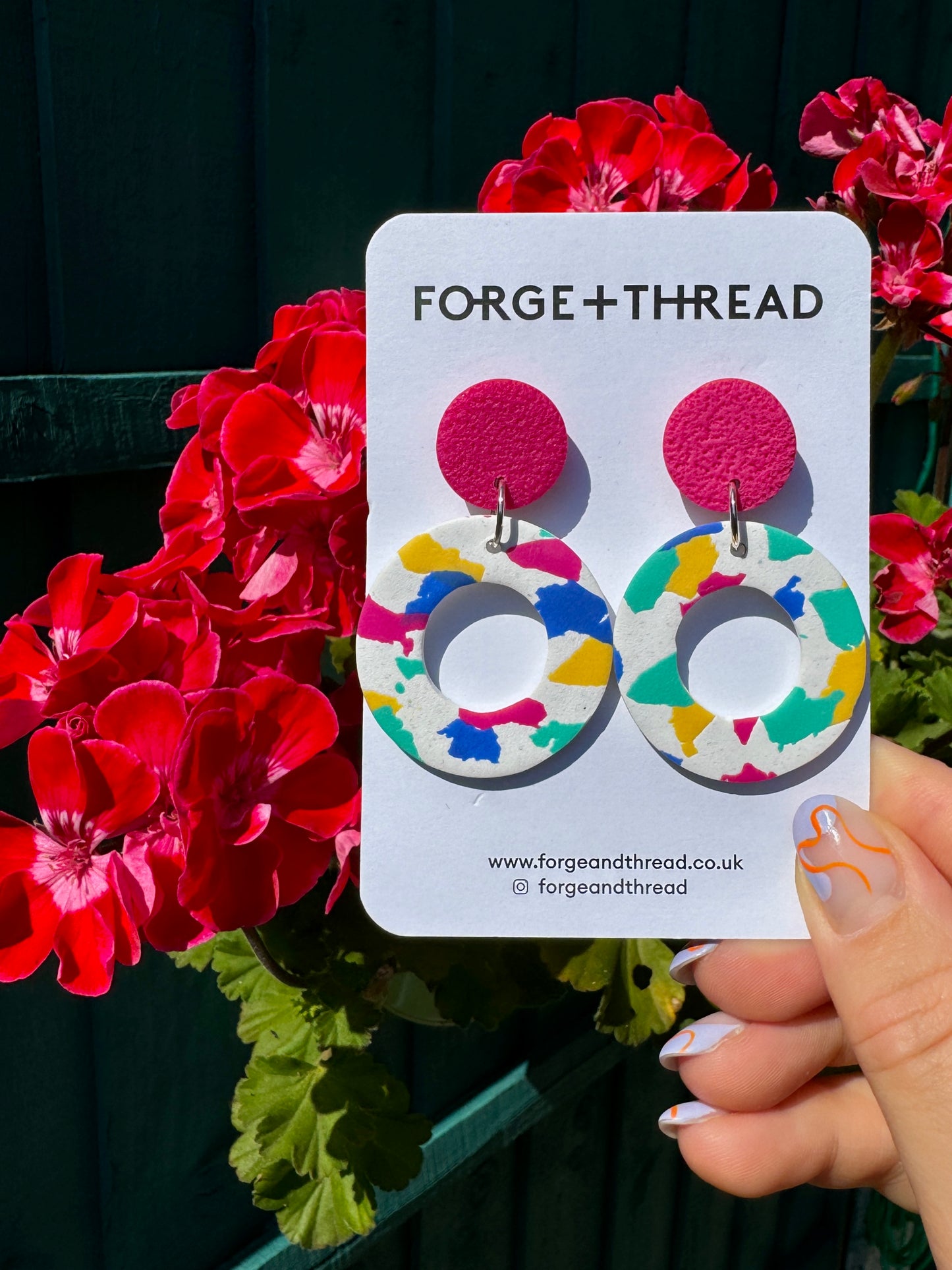 WHITE TERRAZZO CIRCLE EARRINGS