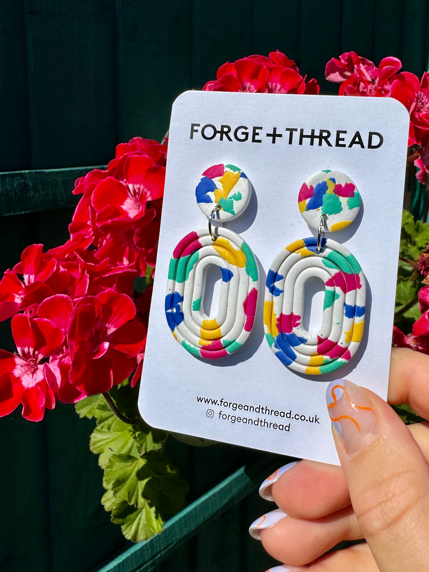 WHITE TERRAZZO LOOP EARRINGS