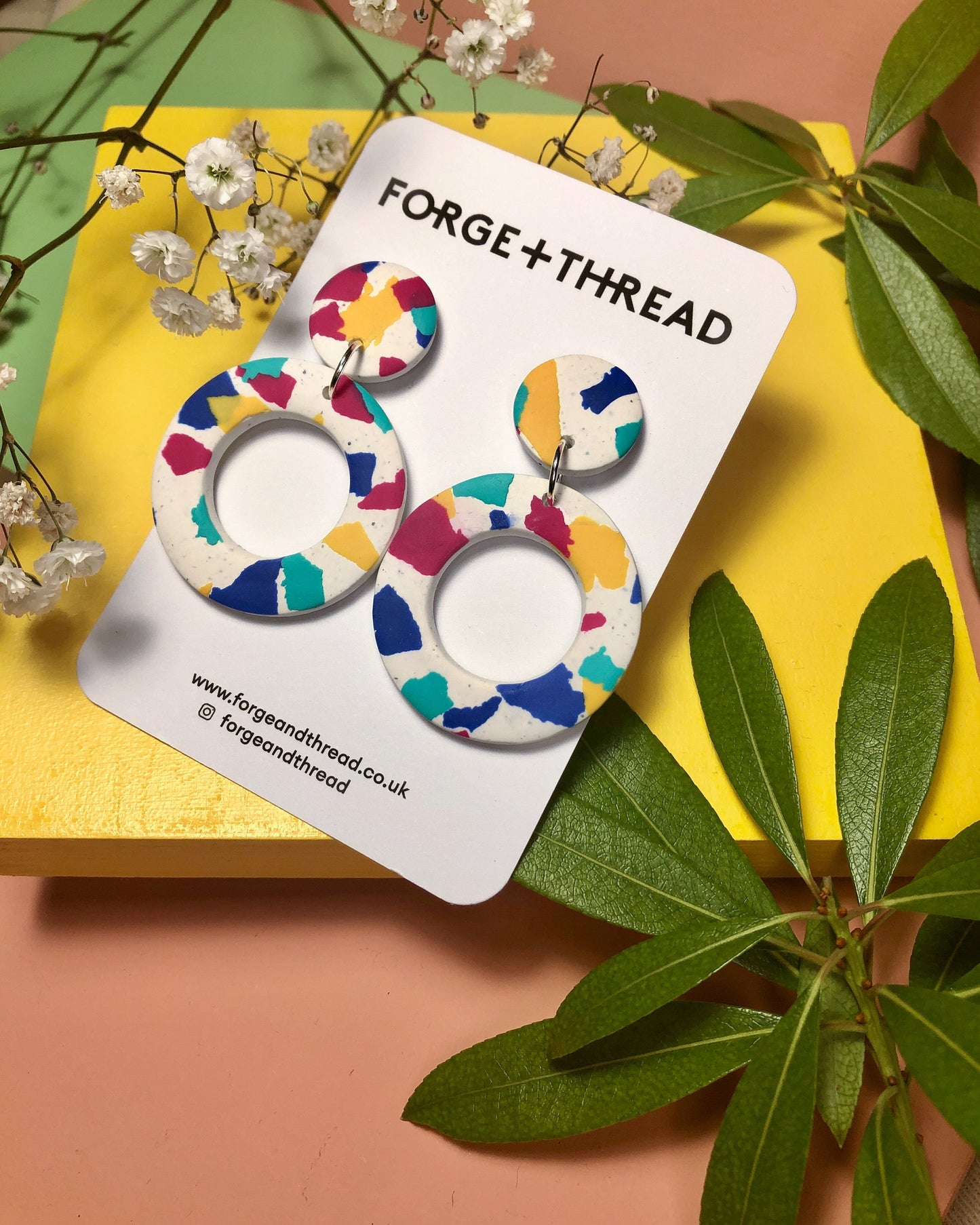 WHITE TERRAZZO DOUGHNUT EARRINGS