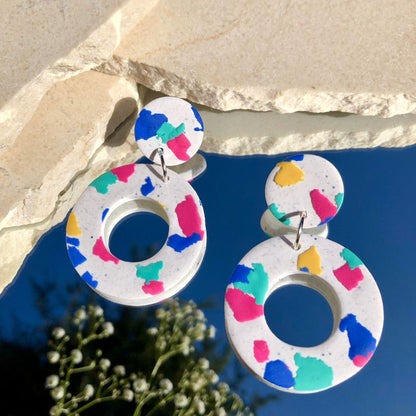 WHITE TERRAZZO DOUGHNUT EARRINGS