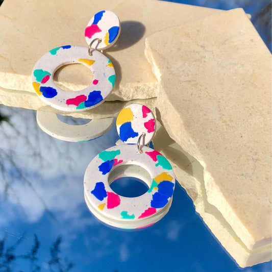 WHITE TERRAZZO DOUGHNUT EARRINGS