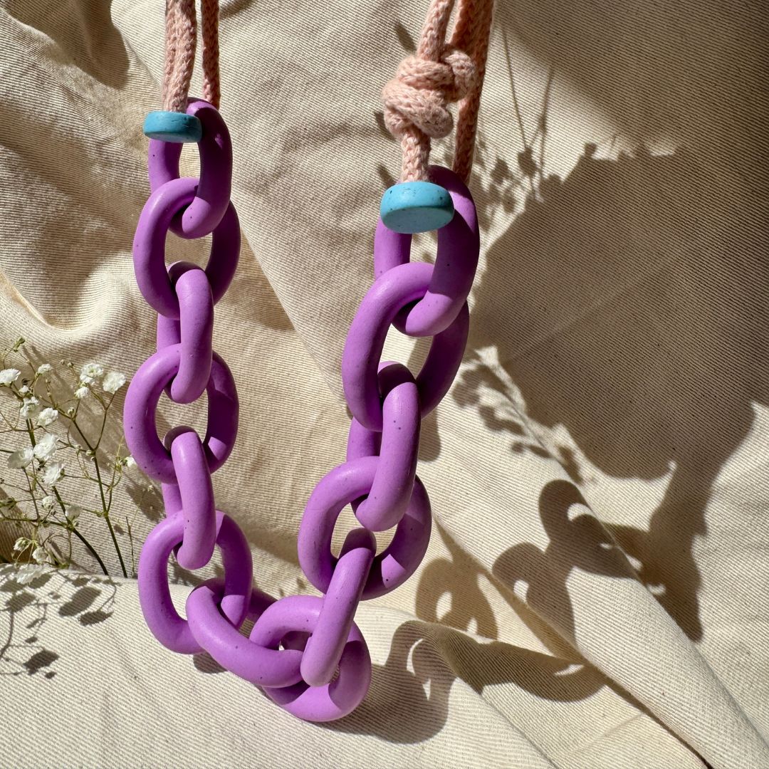 PURPLE CHUNKY LINK NECKLACE