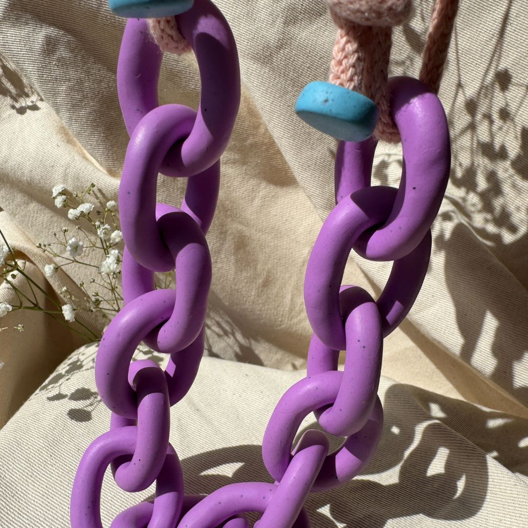 PURPLE CHUNKY LINK NECKLACE