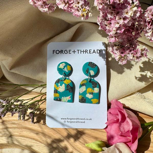 GREEN TERRAZZO ARCH EARRINGS