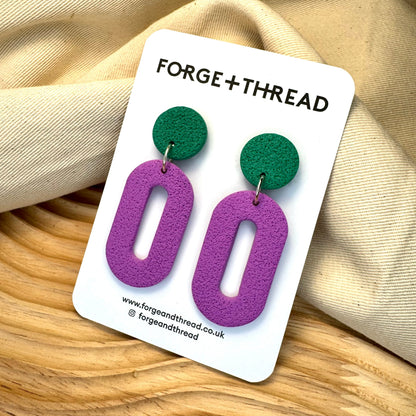 LAVENDER TEXTURED OVAL DROP EARRINGS