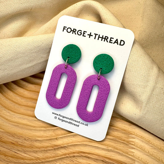 LAVENDER TEXTURED OVAL DROP EARRINGS