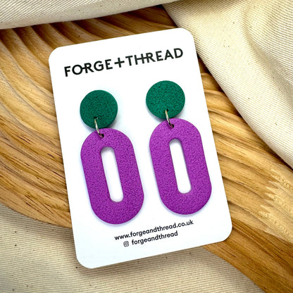 LAVENDER TEXTURED OVAL DROP EARRINGS