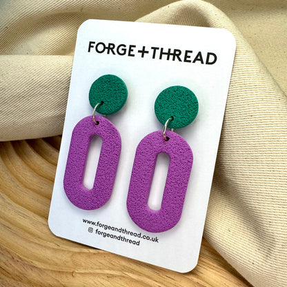 LAVENDER TEXTURED OVAL DROP EARRINGS