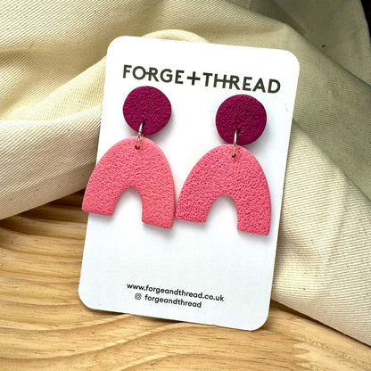 PINK TEXTURED ARC EARRINGS