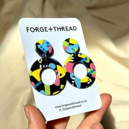ABSTRACT POP ART DOUGHNUT EARRINGS