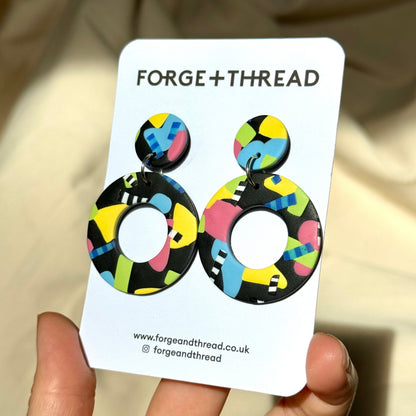 ABSTRACT POP ART DOUGHNUT EARRINGS