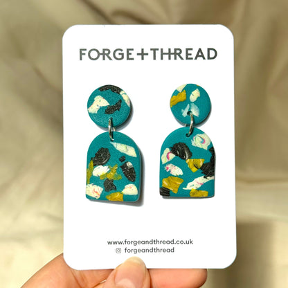 GREEN TERRAZZO ARCH EARRINGS
