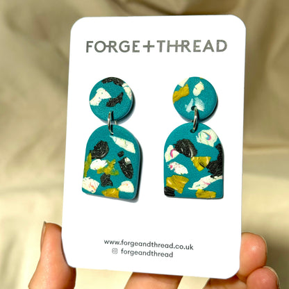 GREEN TERRAZZO ARCH EARRINGS
