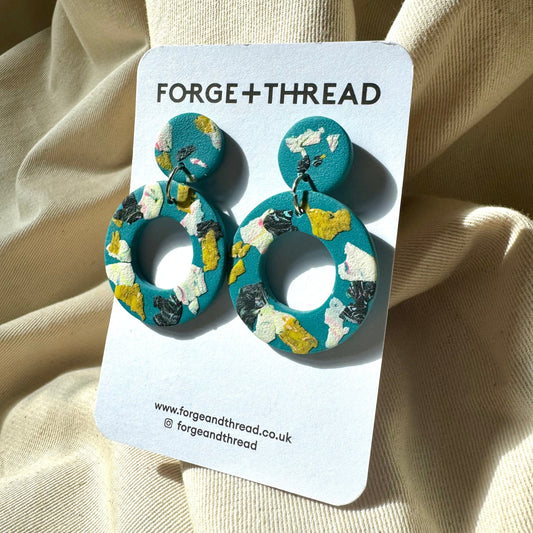 GREEN TERRAZZO DOUGHNUT EARRINGS