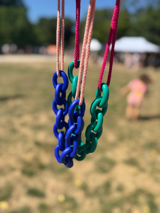 ROYAL BLUE / TURQUOISE CHUNKY LINK NECKLACE