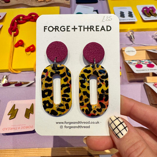 LEOPARD OVAL EARRINGS