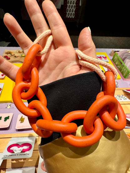 ORANGE SPECKLE CHUNKY LINK NECKLACE