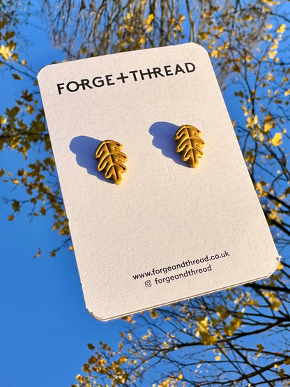 GOLD OAK LEAF STUDS