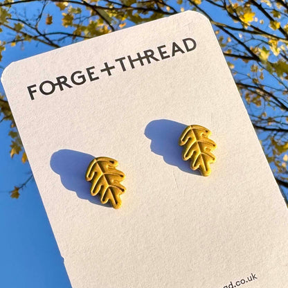 GOLD OAK LEAF STUDS
