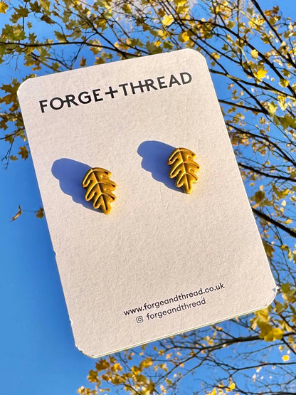 GOLD OAK LEAF STUDS