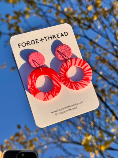 SUNFLOWER CIRCLES - PINK & RED