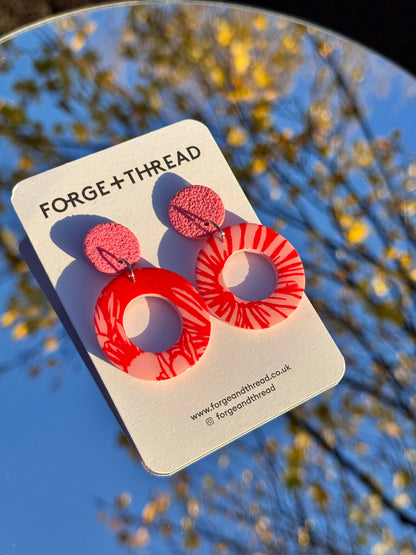 SUNFLOWER CIRCLES - PINK & RED