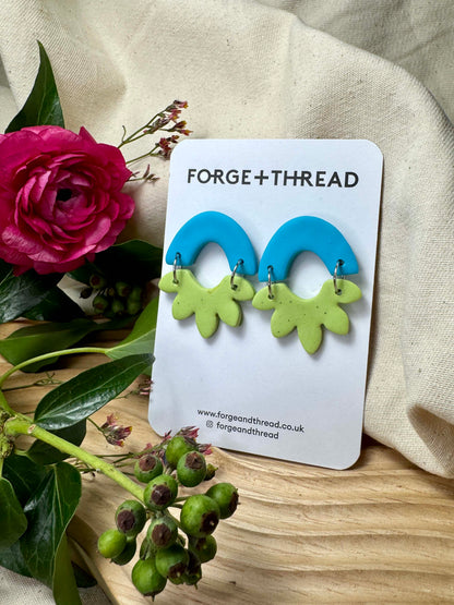 MAISY EARRING - BLUE & SPECKLED WASABI