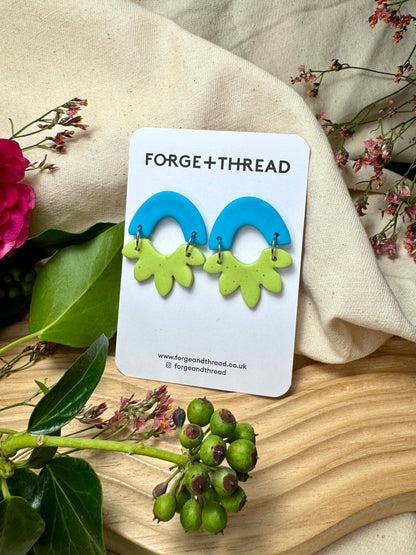 MAISY EARRING - BLUE & SPECKLED WASABI