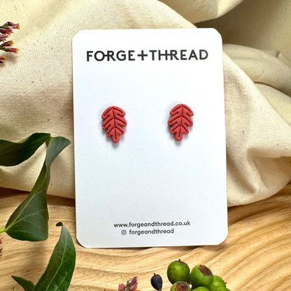 AUTUMN RED OAK LEAF STUDS