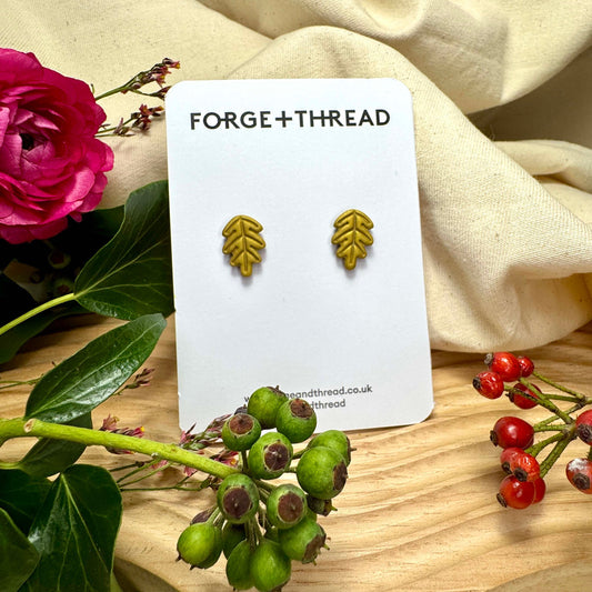 GOLD OAK LEAF STUDS