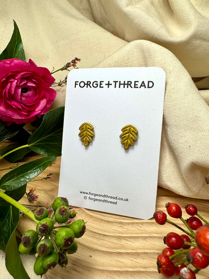 GOLD OAK LEAF STUDS