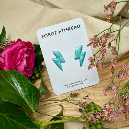 TEAL GREEN METALLIC LIGHTNING STUDS